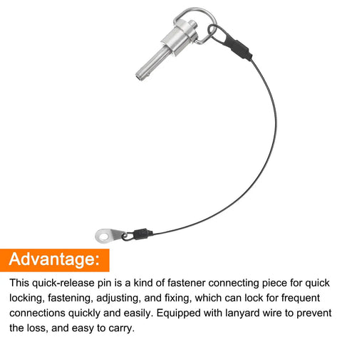 Ball Locking Pin With Button Handle, 5mm Pin Diameter, 15mm Usage Length, Push Button Quick Release Pin With Lanyard Cable displayed