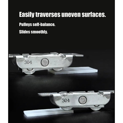 Smooth As Silk Double Concave Pulleys And Sliding Door Rollers Built Rock Solid In 14mm Rust Proof Stainless Steel on display.