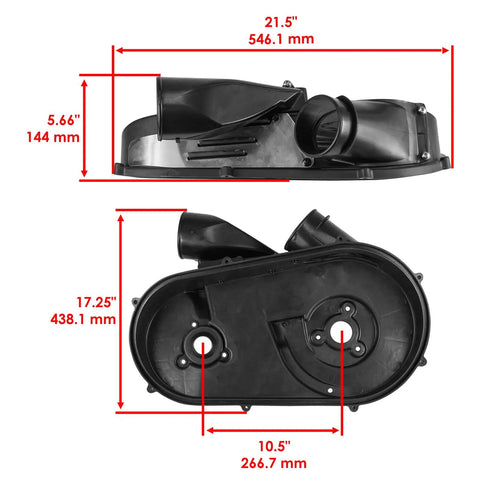 Replacement Cvt Clutch Cover Kit For Polaris Ranger 900 Xp And Crew 2013 To 2019, black plastic, dimensions shown.