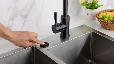 Five Foot Air Hose Sink Top Garbage Disposal Air Switch Button Matte Black Three Point Six Inch Long On Off Push Button Brass Cover