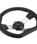 270mm Universal Go Kart Steering Wheel with ergonomic grip and grippy smooth alloy build, durable ABS aluminum construction.