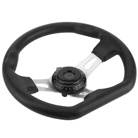 270mm Universal Go Kart Steering Wheel with ergonomic grip and grippy smooth alloy build, durable ABS aluminum construction.
