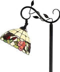 Stained Glass Rose Flower Tiffany Style Reading Floor Lamp With Classic Tiffany Vibe About 60 Inches Tall Red Adjustable Direction