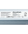 24V 60W Dimmable LED Driver Power Supply With Universal Regulation lying flat, showing specifications and red end caps, by PlusPOE.