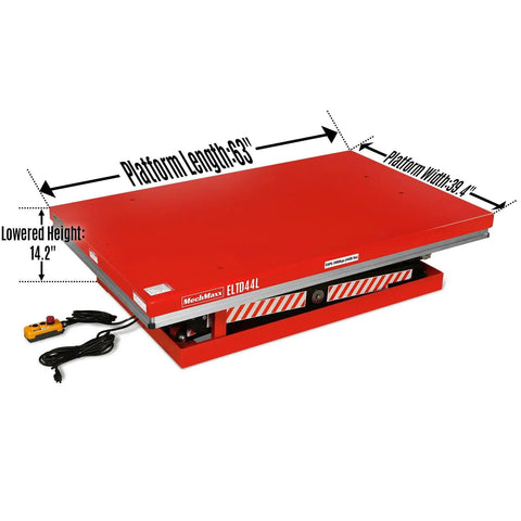Heavy Duty 4400 Lb Electric Hydraulic Double Scissor Lift Table With 70.1 Inch Lift, 63 By 39.4 Inch Platform, UL Certified Motor
