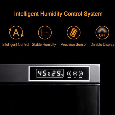 Intelligent humidity control system display showing 45% RH and 29°C for Top Tier 3D Printer Filament Dryer Box With Smart Auto Humidity Control And Zap Ptc Heating For Two Spools Keeps Your Tpu And Pla Crisp And Knocks Out Stringy Nonsense Smooth.