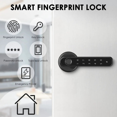 Smart Biometric Door Lock With Keypad And App 4 In 1 No Key Needed Keyless Entry Fingerprint Code Tap And Go Phone Access