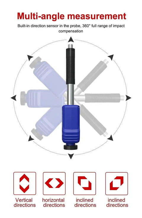 Heavy Duty Wireless Leeb Hardness Tester With Slick App Control And Built In Printer For Steel Testing High Precision dual coil probe with multi-angle measurement.