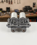Road Ready Automatic Linear Solenoid Actuator Kit With Slick Hydraulic Seals And Four Spare O Rings showing front view of solenoid with aluminum housing.