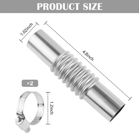 Durable Stainless Steel Exhaust Connector Kit with 4.8 inch Straight Pipe and Clamps, flexible for diesel air heater