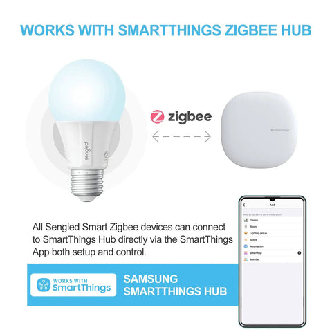 Zigbee Smart Light Bulbs With Hub Required Sold Separately, Works With SmartThings, Echo, Google Home, Alexa Voice Control
