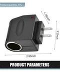 Zero Hassle Wall To Ride Power Adapter Runs Your Car Gadgets Indoors Plug Straight Into Any Home Socket Convert AC To DC with dimensions.