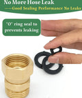Brass 3/4 GHT Female To 3/4 GHT Male Swivel Adapter For Garden Hoses, 360 Degree Anti Twist Connector, O Ring Seal No Leaks, Pressure Washer Gun Swivel Fitting, Easy To Use, Durable Brass Construction with O-rings shown