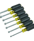 Magnetic Nut Driver Set Pro Grade With Long Hollow Shaft For Long Bolt Jobs 7 Piece Cushioned Grip Handles Made In USA Rare Earth Magnetic Tips