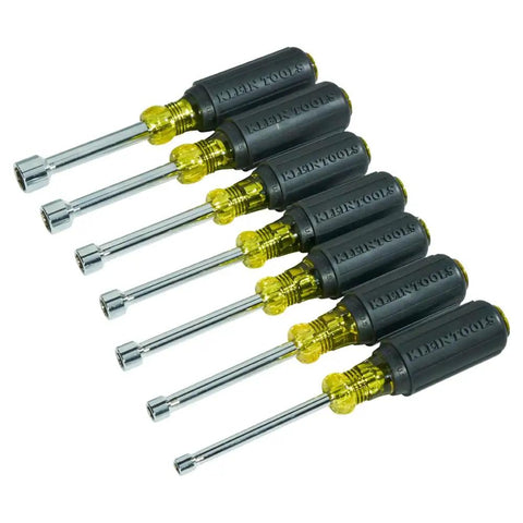 Magnetic Nut Driver Set Pro Grade With Long Hollow Shaft For Long Bolt Jobs 7 Piece Cushioned Grip Handles Made In USA Rare Earth Magnetic Tips
