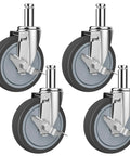 5 Inch Heavy Duty Caster Set With Brake For Wire Shelving Racks Replacement Wheels Four Pack Compatible With Metro Quantum And Uline