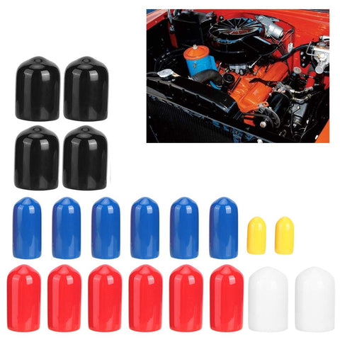 Pro Grade Durable PVC Vacuum Line Caps Kit with 20 Pieces in 5 Sizes from 1/8 in to 3/8 in for auto repairs