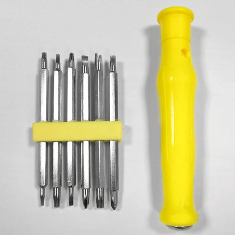 Evenoonest Precision Screwdriver Kit With Magnetic CR-V Steel Tamper-Proof Bits For Torx Triangle U-Shaped Electronics Home Appliance Repair And Console Controller Fixes That Make You Gonna Love Your Setup., yellow handle with 6 CR-V bits