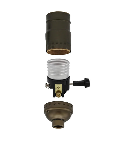 Exploded view of DIY Lamp Making And Repair Kit With All Essential Hardware 3 Way Socket for antique and vintage style lamps