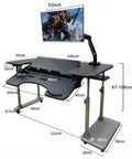 Sleek Gaming Cockpit Desk Featuring Clutch Adjustable Lift Bracket And Rollable Wheels For A Clean Computer Setup, 32 inch monitor compatible.