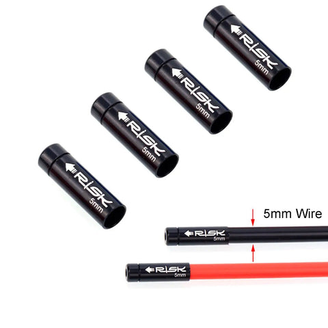 Beefy Aluminum Alloy Bike Cable End Caps Set For 4mm And 5mm Cable Housing, Road And Mountain Bike, 5mm black ferrules