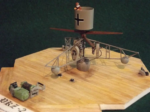 1/72 Scale Austro-Hungarian WWI Tethered Observation Helicopter Model Kit With Ultra Detailed Airframe And Engine Bay Plus Display Base For Epic Dioramas And Collectors on wooden display base