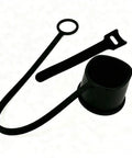 All Season Silicone Cover For Tesla Nacs Ev Charger Port slick flexible seal, black silicone ring and strap design.