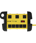 Heavy Duty Power Strip With Surge Protection 8 Outlets 3900 Joules Yellow Metal Housing 25 Foot Cord Industrial Garage