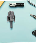 Popetpop 3 Pc Pvc Pipe Threader Set For Electric Drill, focus on threading tool, robust design for 1-2 inch pipes.