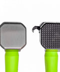 Field Ready Lineman Hammer With Milled Striking Face Balanced Design For Precise Swings On Poles And Hardware And Durable High Strength Construction Built To Stand Up To Rugged Field Work, showing a milled and smooth face with green handle.