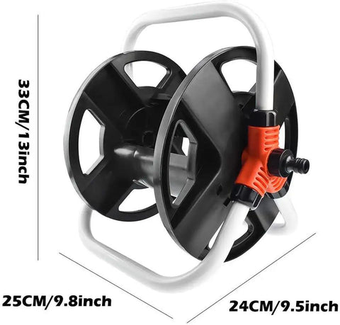 Portable Hose Reel Storage Shelf For One Half Inch Hose Up To 20 Meters Garden Hose Trolley, side view with dimensions
