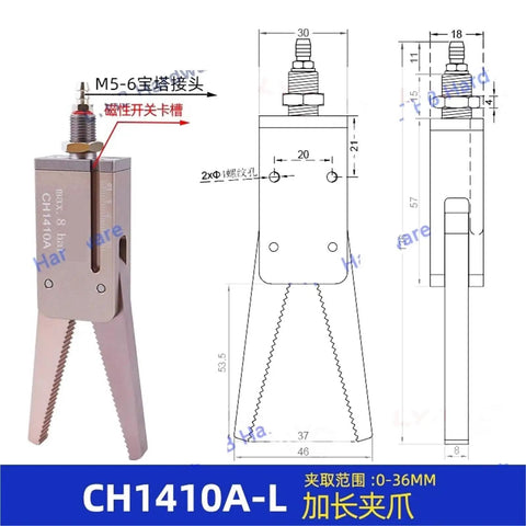 Pneumatic Robot Arm Gripper Clamp For Nonstandard Fixtures With Thread Extension And Anti Skid Cover Injection Molding Tool