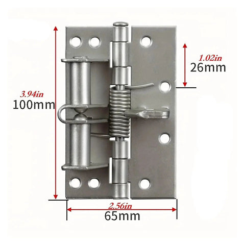 Golden Automatic Door Hinges With Screws Adjustable Spring Tension And Multifunctional Positioning Control, dimensions visible