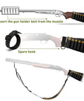 Instructional illustration showing Two Point Shotgun Sling for 12 Gauge with 15 Round Capacity attached to a shotgun in three steps.