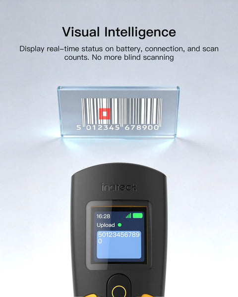 2D Wireless Barcode Scanner With 1.4 Inch TFT Screen Portable Bluetooth Barcode Reader 2600mAh Battery Nano 260D front view