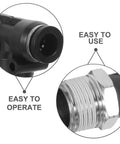 Sick Air Hose Fitting Kit For Shop With 3/8 Inch Npt Male Threads Plus Push Connect Elbows And Tees Made From Copper And Plastic Bodies Snap In Easy No Tools Hook Up Pneumatics Fast Keep Lines Flowing Smooth Through Busy Garage Zone Today black and silver fitting close-up