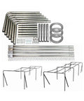 Deluxe Commercial Batting Cage Frame Kit With Arched Design, Heavy Duty Steel, 55x15.5x12 Inches, assembly components shown