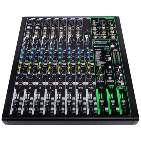 Top view of 12 Channel Sound Reinforcement Mixer with Dope Built In FX and USB Interface, showing mic and line preamps.