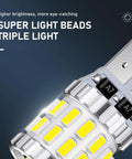 Close-up of Pack Of 2 Car Wide Led Lights 3W Bulbs showing aluminum body and bright LED beads, Universal Fit For Cars, Trucks, SUVs, White