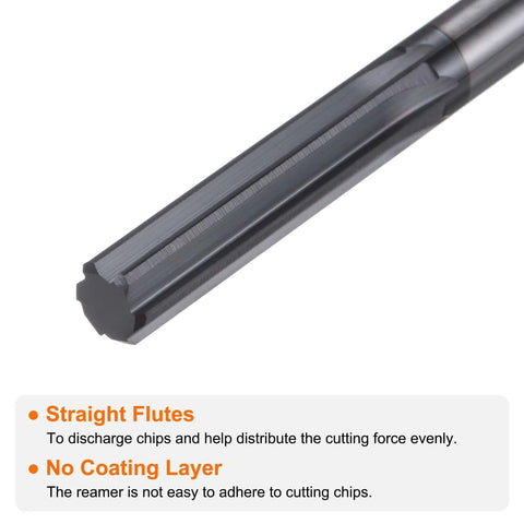 Carbide chucking reamer, 0.276 in dia, straight flute, straight shank, black metal tool