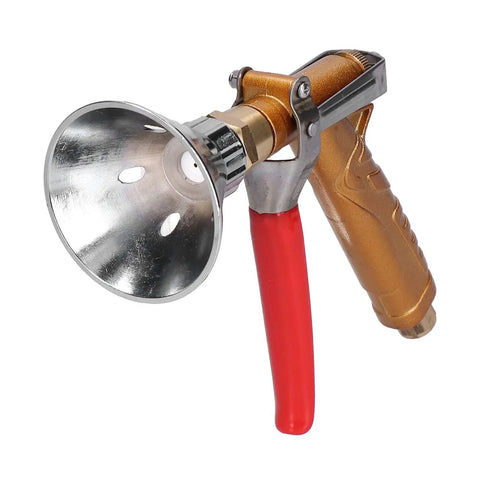 Handheld High Pressure Sprayer With Ceramic Nozzle For Ultra Fine Mist, showing metallic and red components, pro grade tool