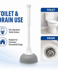 Slick Modern Toilet Plunger With 19 Inch Handle And Gray Rubber Cup Kicks Clogs Fast And Features A Snazzy Three Piece Design for toilets and drains.