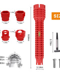 14 In 1 Tap Spanner Tool for Faucet Installation And Plumbing Repair shown with dimensions and components