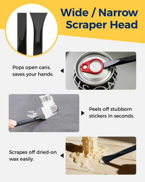 12Pcs Plastic Scraper Tool Set For Crevices And Tight Spaces, Non-Scratch Car Detailing, Label Remover And Peeler, Multipurpose Cleaning Tool For Home Auto Kitchen Office And DIY Projects. Wide and narrow scraper head for cans, stickers, and wax