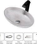 Top Notch Round Glass Vessel Sink Paired With A Sleek Waterfall Faucet Combo Solid Crystal Bathroom Vanity Bowl with faucet and installation accessories