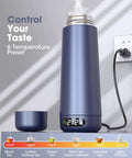On The Go Dual Voltage Travel Kettle 110 To 240V Portable 370ml Stainless Steel Electric Kettle With LCD Display and Cup