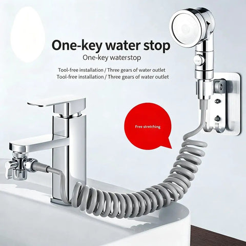Universal pull down kitchen faucet with flexible hose 2 mode water supply/stop button ideal for bathing cleaning and grooming pets Rubinetto Cucina with sleek design and sprayer.