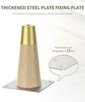 Thickened steel fixing plate with solid wood leg and copper cap from 4 Pack Solid Wood Furniture Legs With Copper Protective Caps.