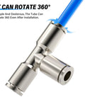 1/4 Inch Push To Connect Tee And Straight Union Fittings Copper Nickel Plated No Tools Needed For Air Tubing 290 Psi pack of 5