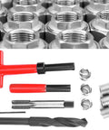 11Pcs M16x1.5 Thread Repair Kit In Stainless Steel For Helicoil Style Threaded Holes, drill, tap, and insertion tools shown